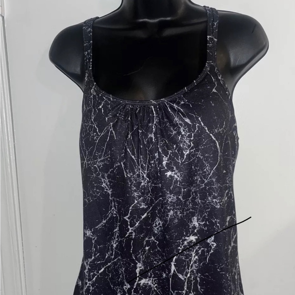 Hibelle Womens Scoop Neck Cute Racerback Yoga Workout X- Large Black W/White